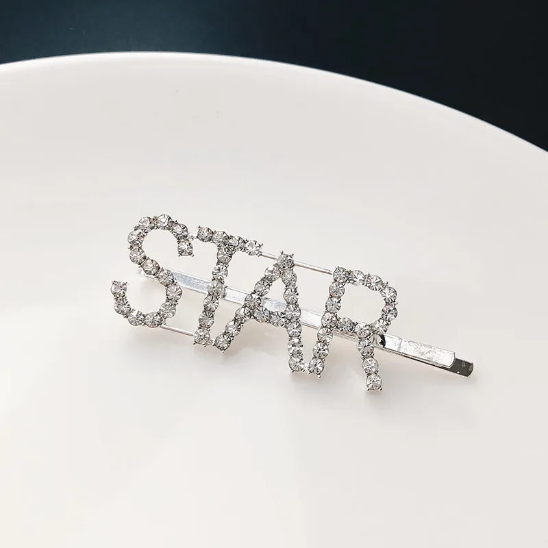 1Pc Shining Letter Hairpins Crystal Shiny Rhinestones Letters Hair Clips Women Styling Tool Hairgrip Jewelry Hair Accessories