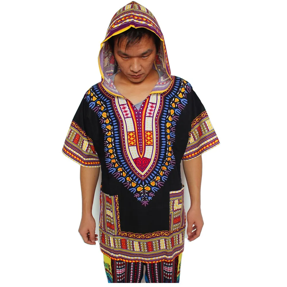 Новый дизайн Дашики толстовки свободный Африканский принт ткань капюшон