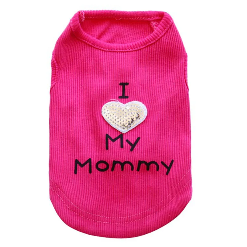 Милые модные жилеты для собак из полиэстера футболка с надписью I Love Daddy Mommy Одежда