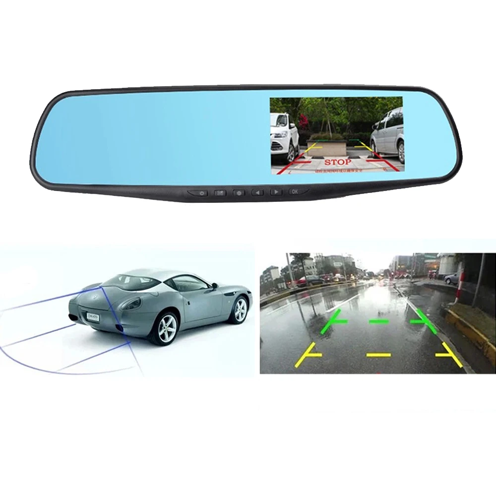 Автомобильный видеорегистратор зеркало заднего вида 4 3 дюйма Full HD 1080P|car dvr camera|dual