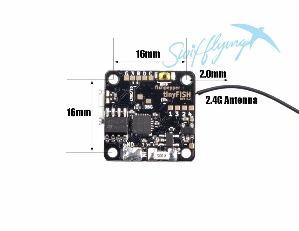 Swiftflying F3 16X16mm Mini STM32F3 Контроллер полета на основе fishpepper tinyFISH FC дизайн|flight controller|f3