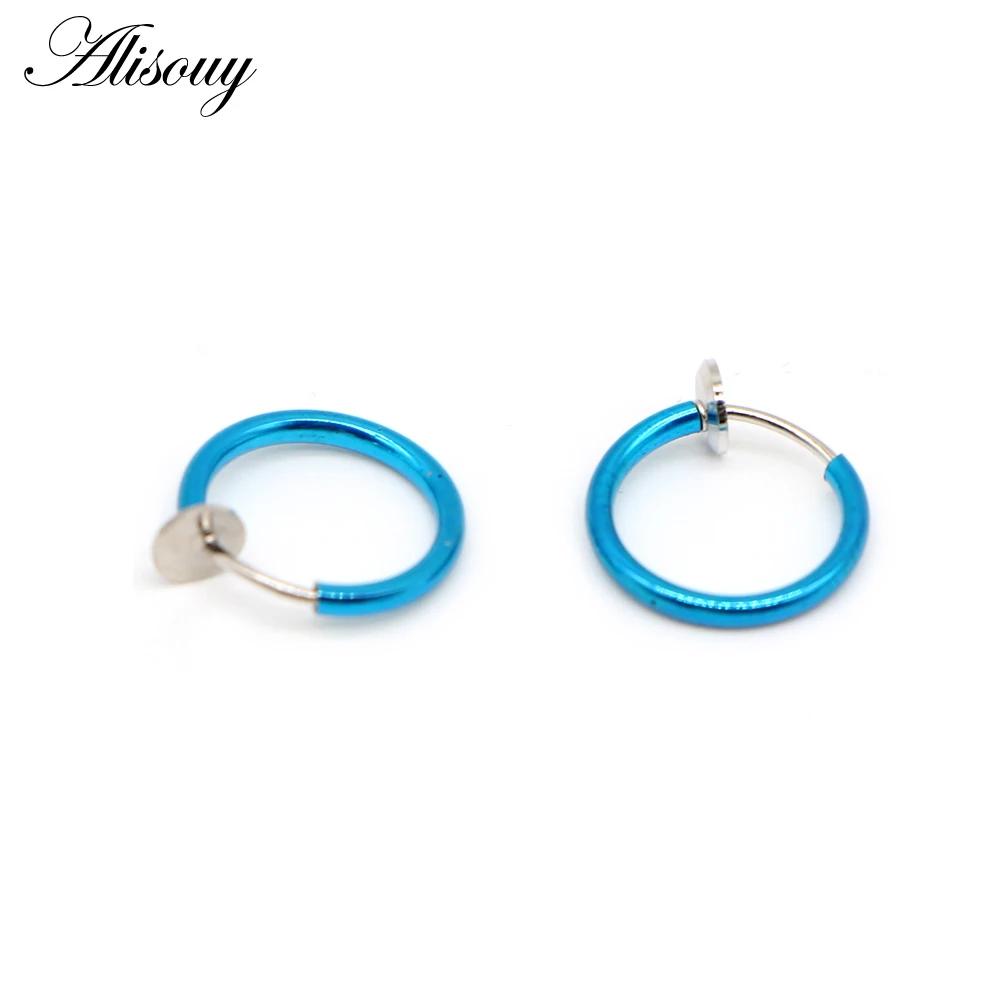 Light Blue Alisouy, 2 шт., кольцо для носа, готический панк, для губ, ушей, носа, клипса, фальшивая перегородка, пирсинг, кольцо для носа, обруч, кольца для губ, серьги - Окраска металла: Light Blue