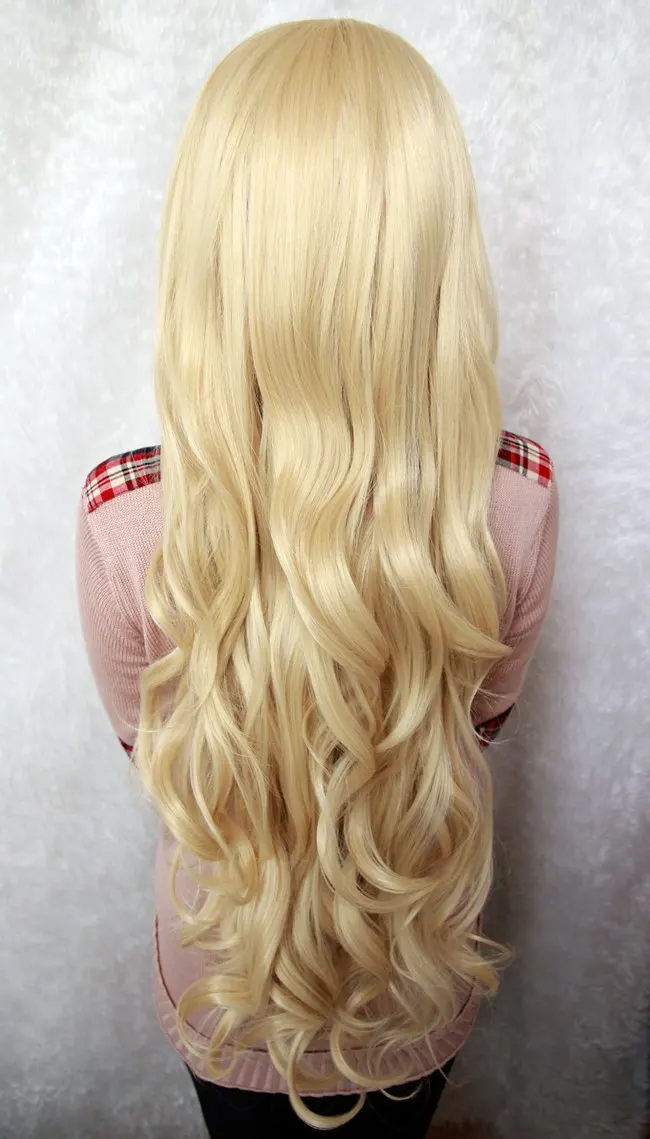 Длинный парик для косплея MCOSER 90 см Watatsuki noToyohime светло желтый волнистый аниме|wig