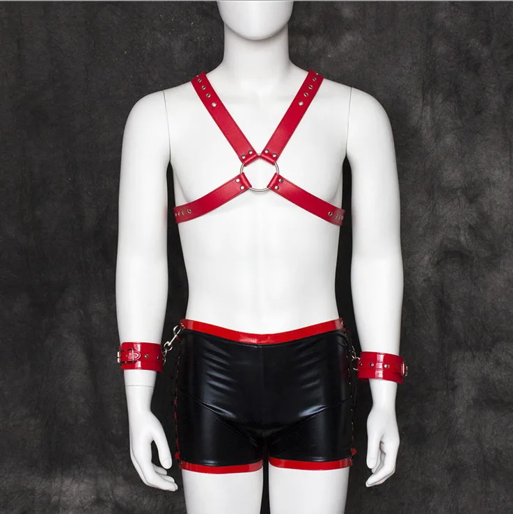 Взрослые сексуальные кожа груди Жгут Связывание костюмы плотно Шорты для женщин