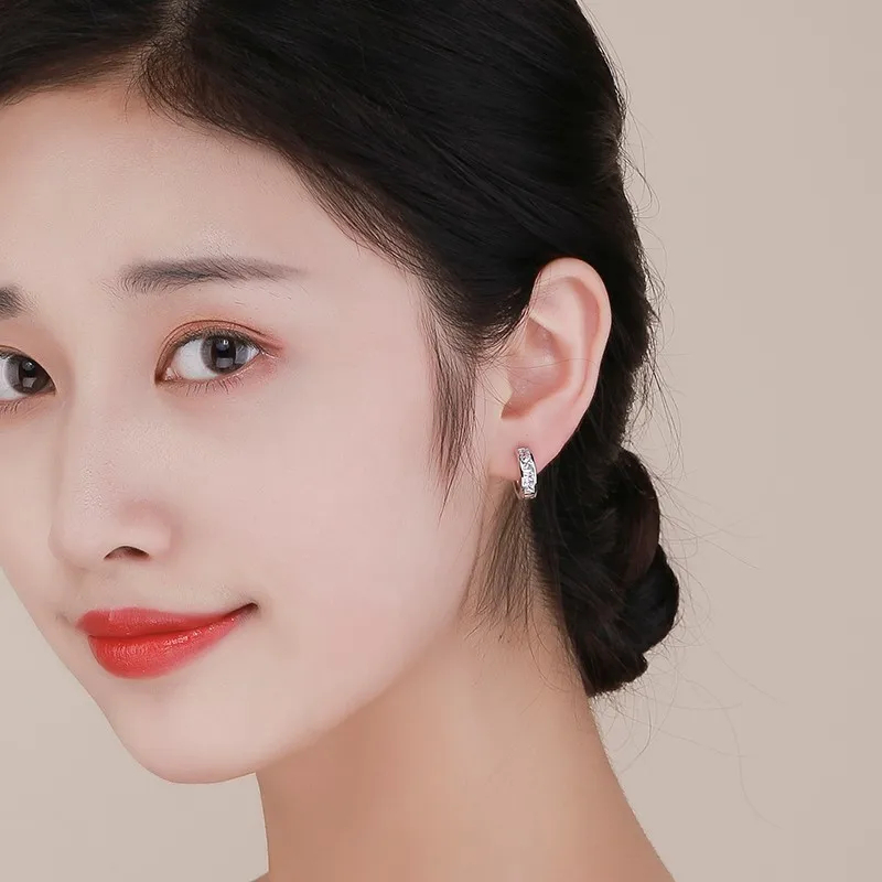 Симпатичные серьги кольца из стерлингового серебра 925 пробы с 4 квадратными