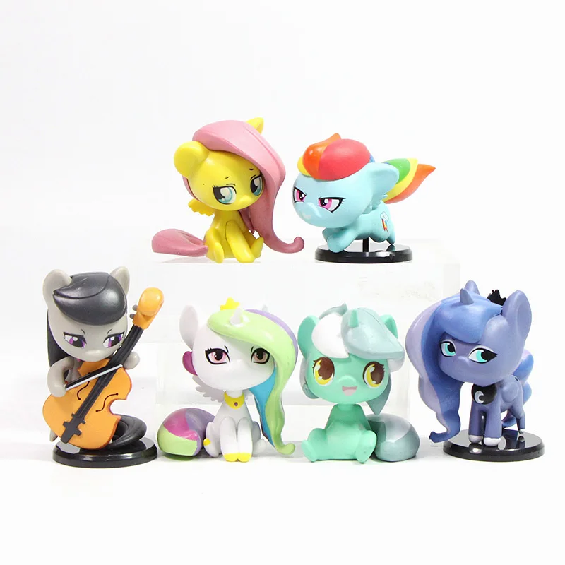 6 шт. в версии My Little Pony игрушки принцесса Луна Rarity Applejack Octavia Melody Fluttershy серебряная ложка фигурки Куклы