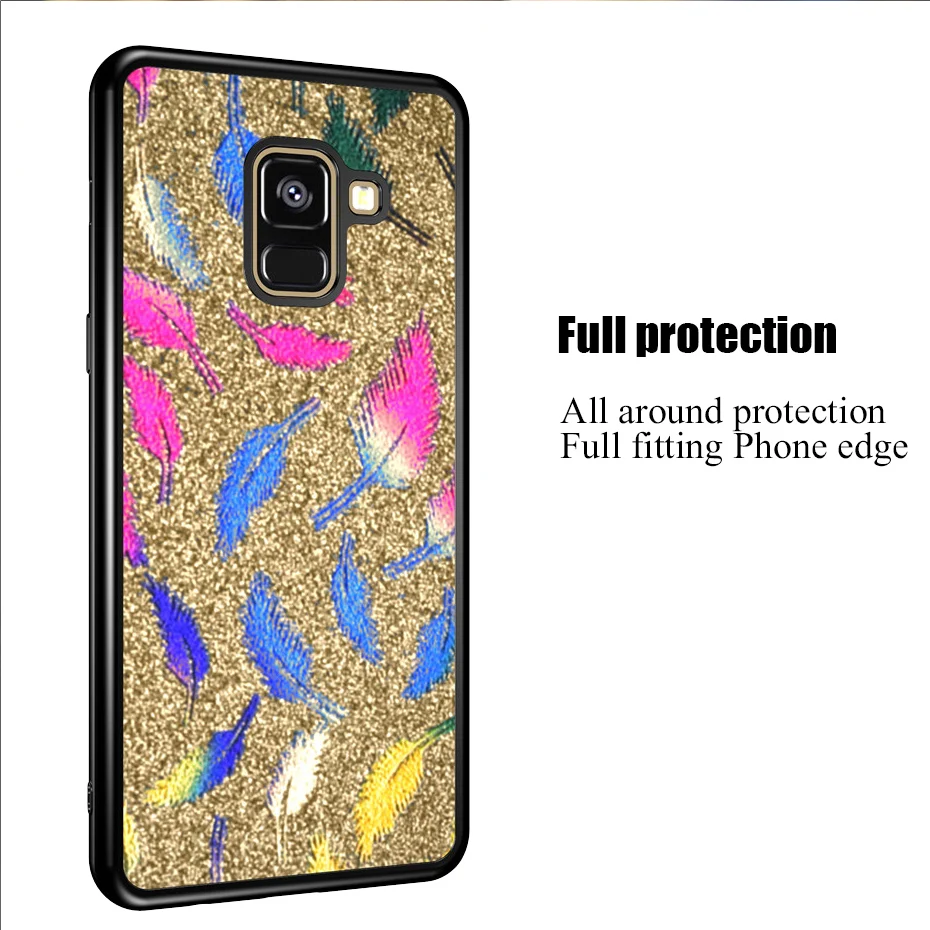 Feather Glitter case For Samsung galaxy A8 A6 S8 S9 J2 J4 J6 2018 Grand Prime J3 J5 J7 A3 A5 2017 2016 S5 Case Soft Cover |