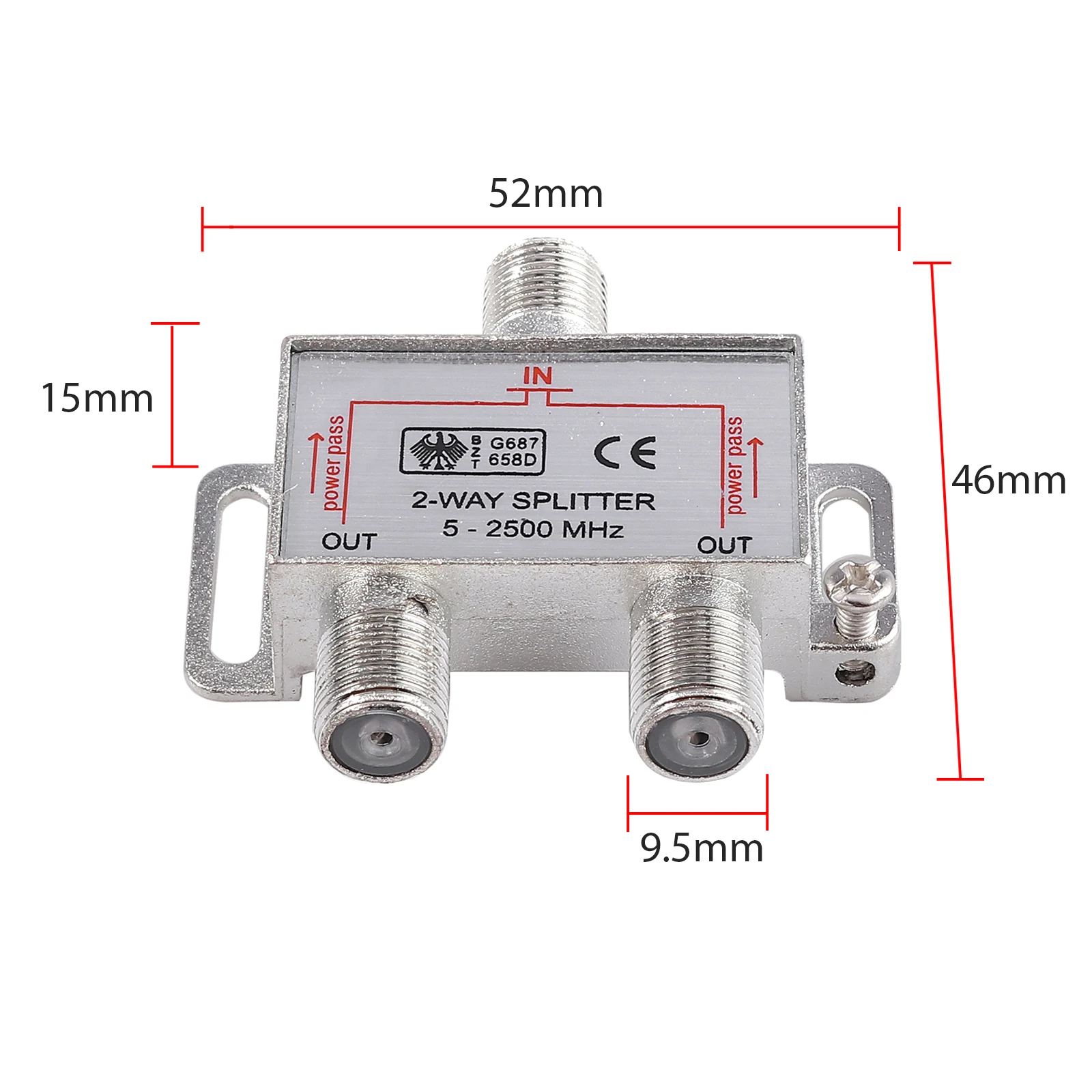 Neoteck 2 Way TV / CATV Broadband Splitter 2500MHz Coax Cable Splitter Bi-Directional With F to Coax Adaptor F- F Inline Joiner
