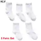5 пар детских носков белого цвета однотонные дышащие хлопковые спортивные весенние носки для маленьких мальчиков и девочек