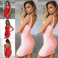 summer dress 2019 women holiday sleeveless sexy backless bodycon dress solid color strappy slim dresses vestidos