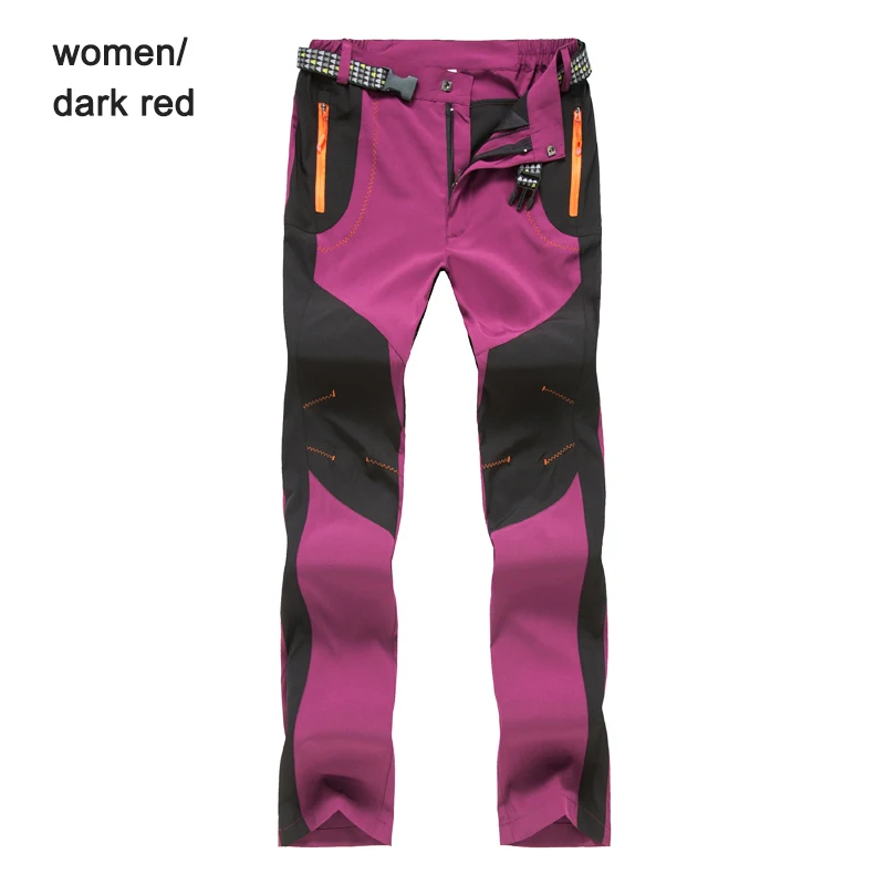women dark red Мужские летние походные уличные штаны Водонепроницаемые брюки быстросохнущие дышащие отслеживание рыбы во время рыбалки кемпинг альпинистские брюки для женщин S-4XL - Цвет: women dark red