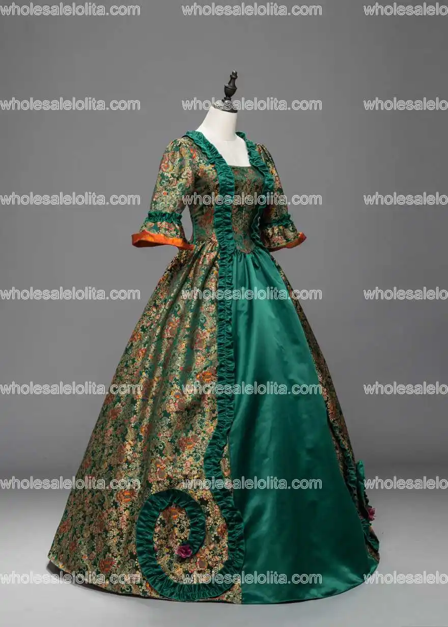 Зеленые платья Marie Antoinette Renaissance бальное платье Театральный Костюм Rococo|costume