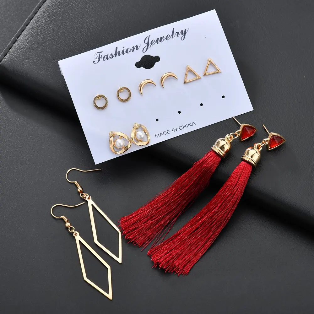 MissCyCy геометрические металлические Луна треугольные Висячие серьги наборы для