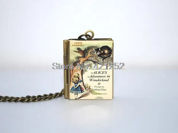 Приключения Алисы в книга-страна чудес медальон ожерелье брелок серебро и бронза