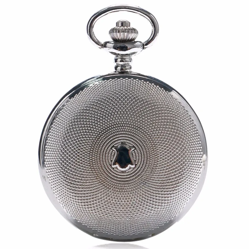 

Luxury Silver Double Shielded Roman Numbers Semi Automatic Mechanical Pocket Watch Fob Watches Clock with Box Bag Best Gift Set