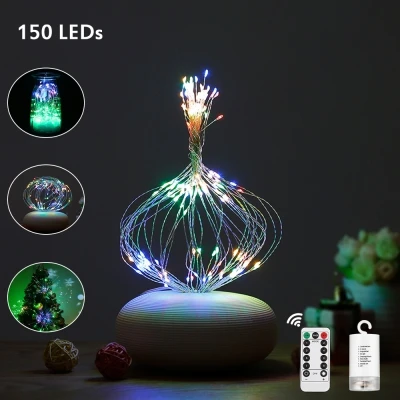 LH-BOM-YHD Starburst струнные огни 150 светодиодов разноцветные водонепроницаемые струнные лампы для праздничного фестиваля Свадебный декор - Испускаемый цвет: Multi Color