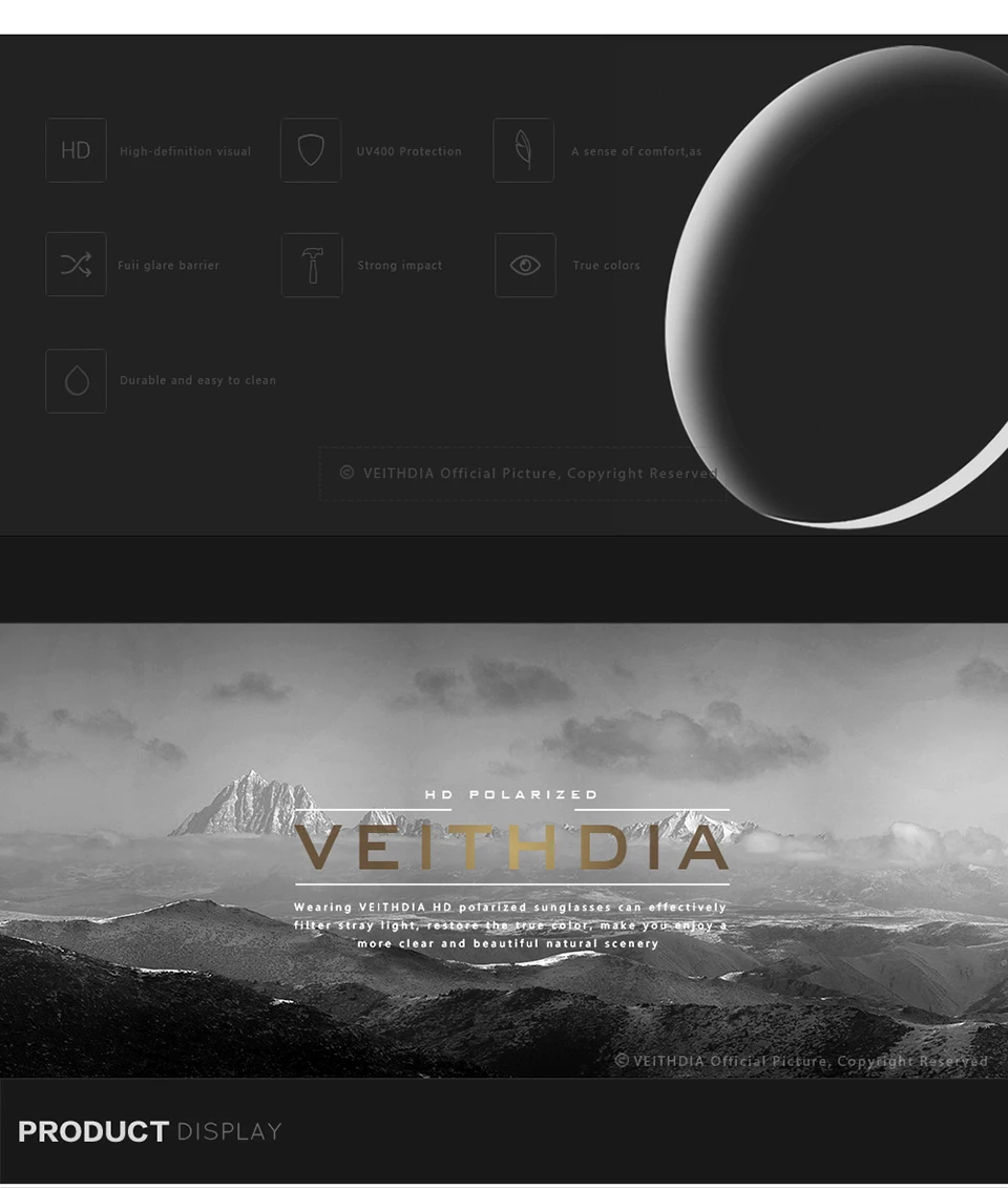 Бренд Veithdia, дизайнерские модные солнцезащитные очки, мужские поляризованные зеркальные солнцезащитные очки, аксессуар для очков для мужчин 3028