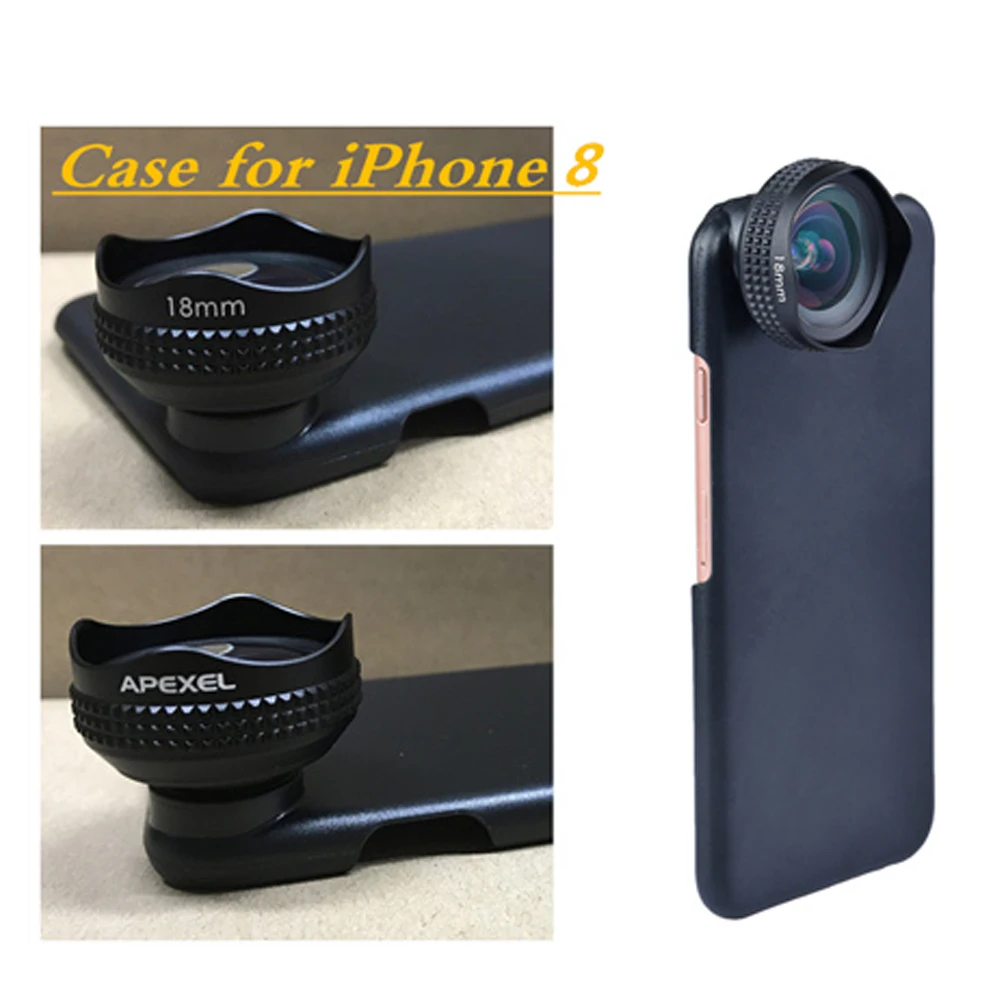 Apexel Optic Pro Lens Super Wide Angle 100 degree High Clarity Cell Phone Camera Lens Kit for iPhone X 8 More smartphones 18MM