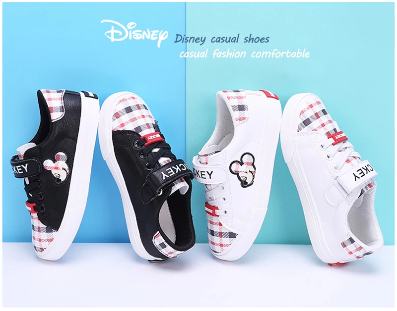 Disney детская повседневная обувь Микки-Маус Нескользящая детская повседневная обувь для мальчиков и девочек кожаные дышащие кроссовки повседневная обувь размер 24-30
