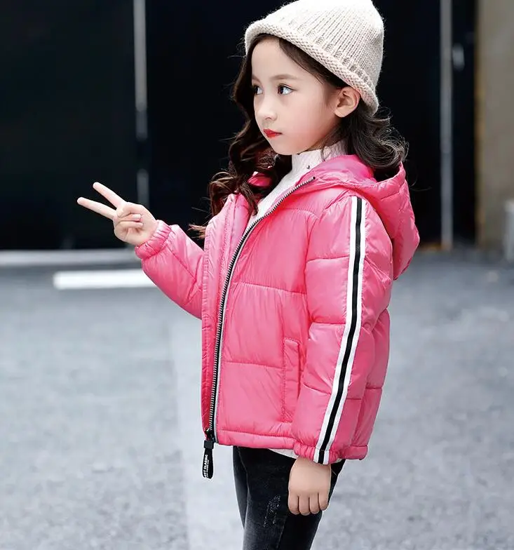 Rlyaeiz Winter Jackets For Girls Boys 2018 Autumn Kids Fashion Striped Warm Down Jacket Children's Short Hooded Parka Overcoat | Детская