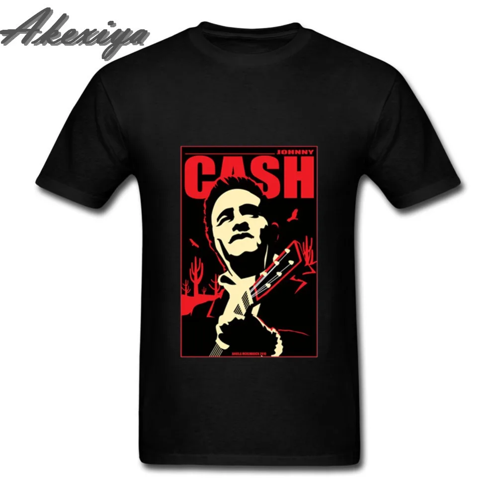 Мужская приталенная футболка с коротким рукавом johny Cash черная Повседневная