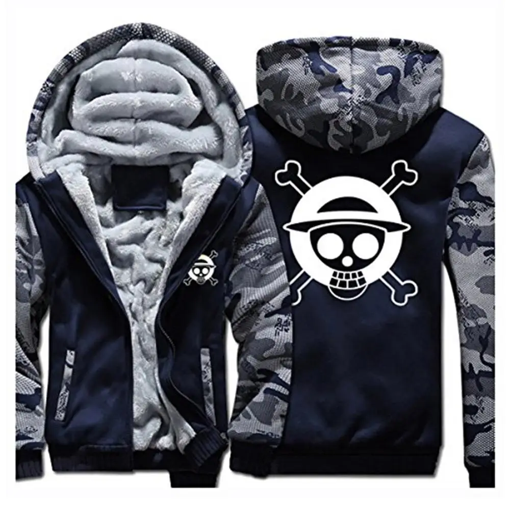 Darkblue Горячая аниме одна деталь Толстовка Новая зимняя теплая толщина молния Trafalgar Law Q толстовка с капюшоном Косплей - Цвет: Darkblue