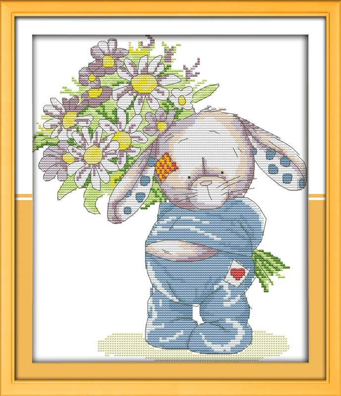 Кролика представляют собой букет украшение для дома картины Счетный Печать на