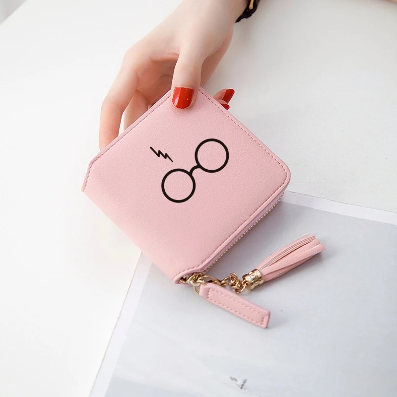 pink Frdun Tommy Harri Pottre Cartoon Cool Accessories Women Wallets Short Zipper Card Girl Wallet and Purses Mini Bags Stylish Cases - Цвет: pink
