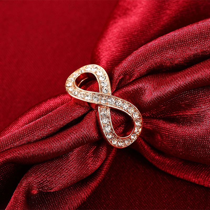 Sparkling Crystal Rings For Women Rose Gold-color 8 Shape Wedding Band Female Ring US Size 6 7 Top Quality Dropshipping | Украшения и