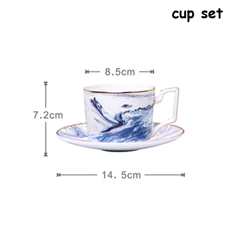 cup set Керамический набор посуды, плоская тарелка, поднос для еды, акварельная живопись, дизайн, стейк на ужин, тарелка для салата, Сервировочные блюда, поднос с золотым краем - Цвет: cup set