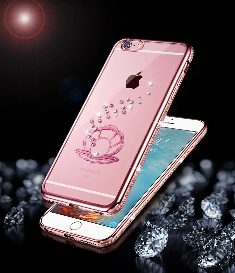 Новый силиконовый чехол со стразами для iPhone 6 6S / Plus блестящий милый роскошный с 3D
