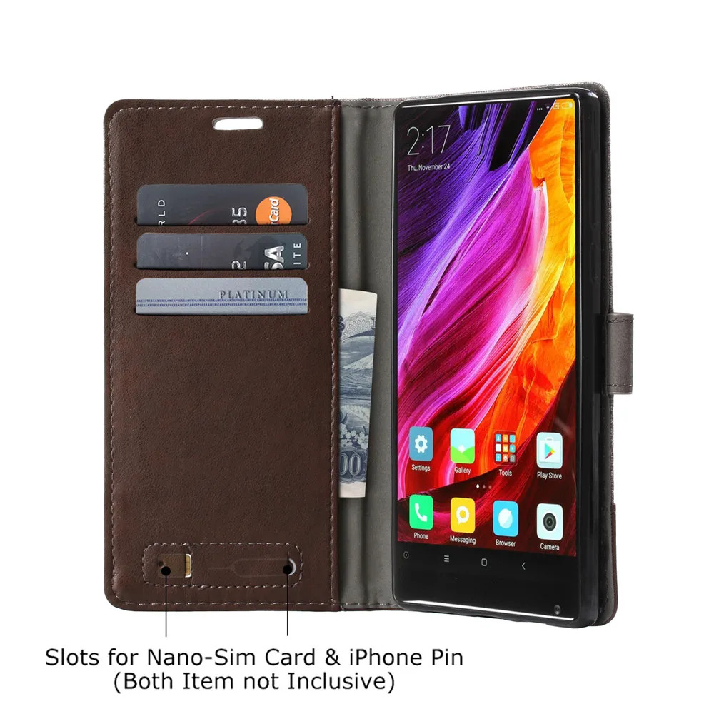 Для Xiaomi mi Mix 2 Чехол Pre um pu кожа + холст Бизнес Стиль кошелек флип чехол Обложка