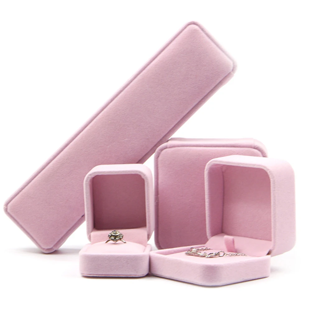 1 шт. коробка для хранения розовых фланелевых украшений колец серег ожерелий