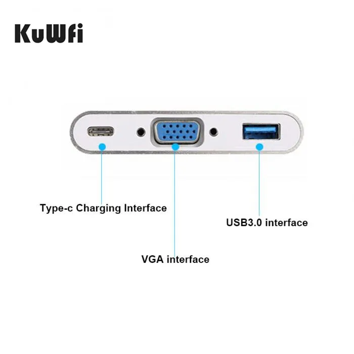 Usb-концентратор KuWFi Usb 3 1 type-C для VGA/USB3.0/type C адаптер переходник мужчин и женщин порт