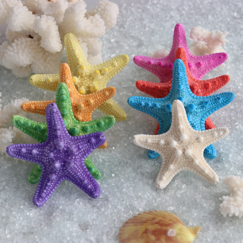 

Free Shipping(8pcs/lot)Colorful Five Angles Overlord Steamed Bread Starfish Home Decoration Aquarium Decoration Mediterranean