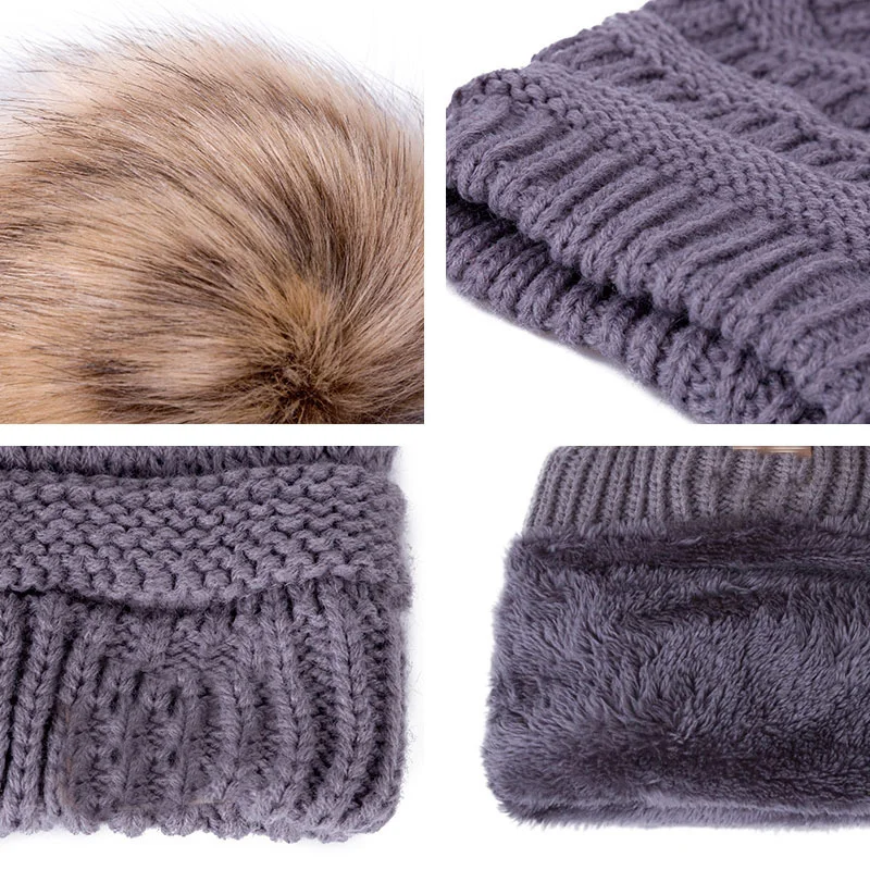 Женская теплая вязаная шапка CC Beanies, шапка из искусственного меха с помпонами, толстая женская шапка Skullies Skully, Женская Повседневная Лыжная Шапка s