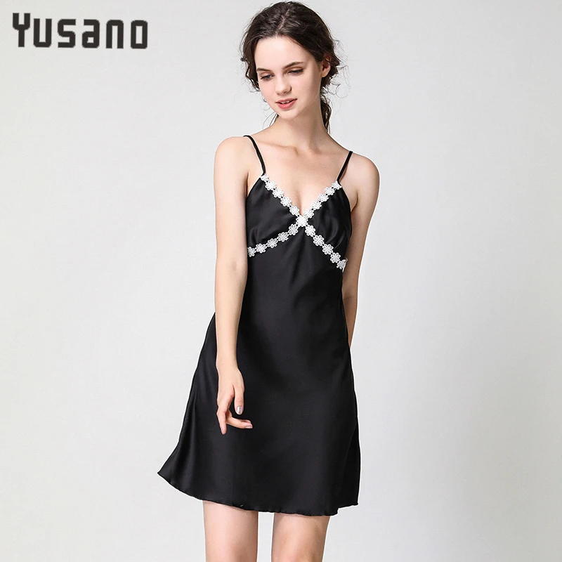 Осеннее женское белье сексуальная ночная сорочка 2 предмета рубашка с v-образным