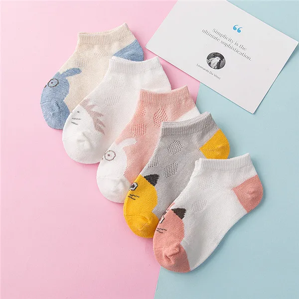 SS19-012 5 пар в партии; Новинка года; Детские хлопковые носки. Милые дышащие сетчатые носки с героями мультфильмов для маленьких мальчиков и девочек. Летняя одежда для От 1 до 12 лет - Цвет: SS19-012
