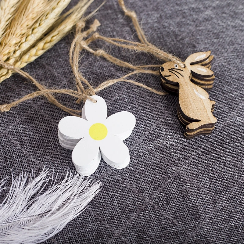 Милый Пасхальный кролик яйцо деревянные вырезы поделки бирки 8 шт. декоративные