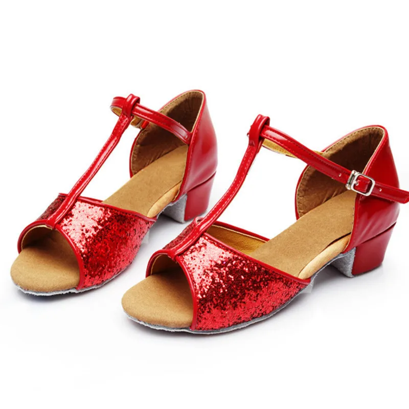 Туфли для латиноамериканских танцев недорогие туфли с блестками сальсы красного