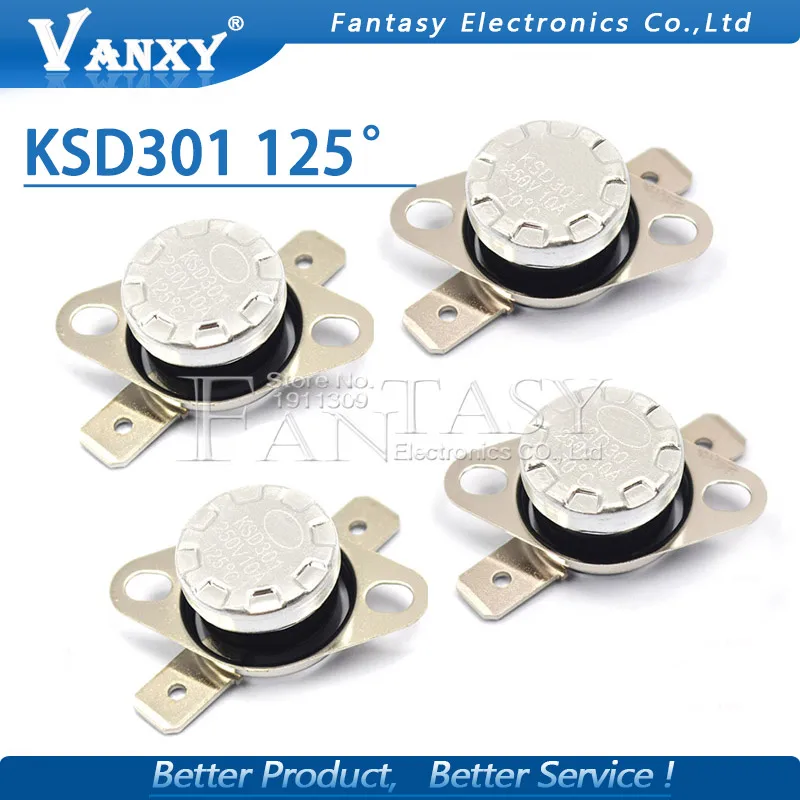 5 шт. Новый KSD301 125 градусов 250V 10A нормально закрытый Температура управляемый