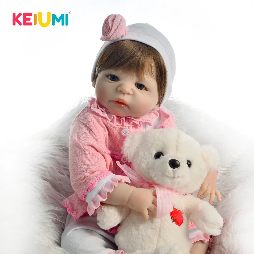 Милая 23 дюймовая Кукла Reborn полная лампа с силиконовым корпусом коричневые волосы