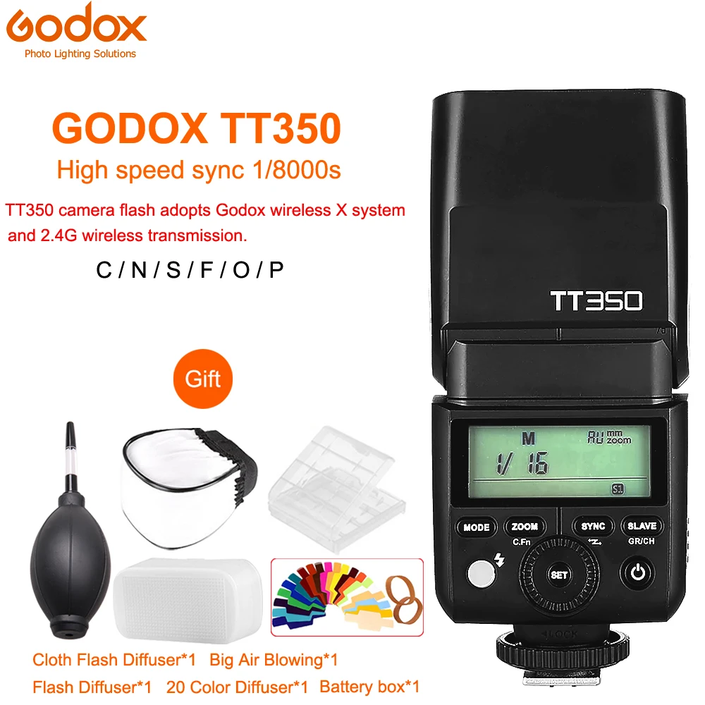 GODOX Flash TT350 Мини Вспышка светильник 2,4G беспроводной HSS TLL 1/8000s Speedlite для Canon Nikon sony Fuji Olympus Panasonic Pentax