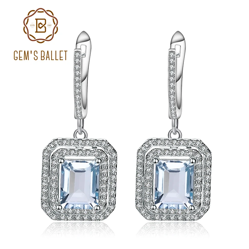 Женские серьги подвески Gem's Ballet Винтажные из серебра 925 пробы с натуральным