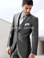 2015 free shippingone button dark grey groom tuxedos peak lapel best man groomsmen men wedding suitswestern wedding suitsweddi