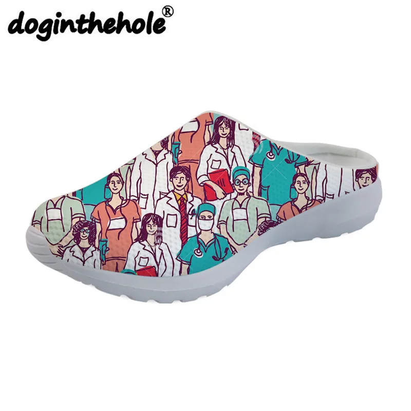 Doginthehole/спортивные сандалии для больниц, стоматологов, медсестер, доктора; женская пляжная обувь; дышащие уличные тапочки на плоской подошве; обувь для медсестры