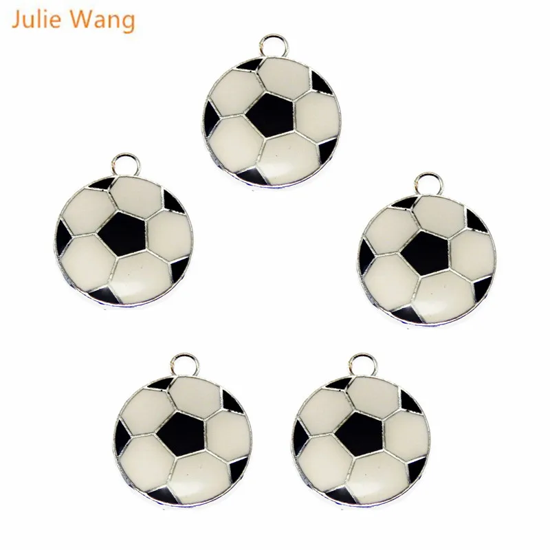 Julie Wang 40 шт. футбольный дизайн цинковый сплав эмалированная Подвеска Ожерелье