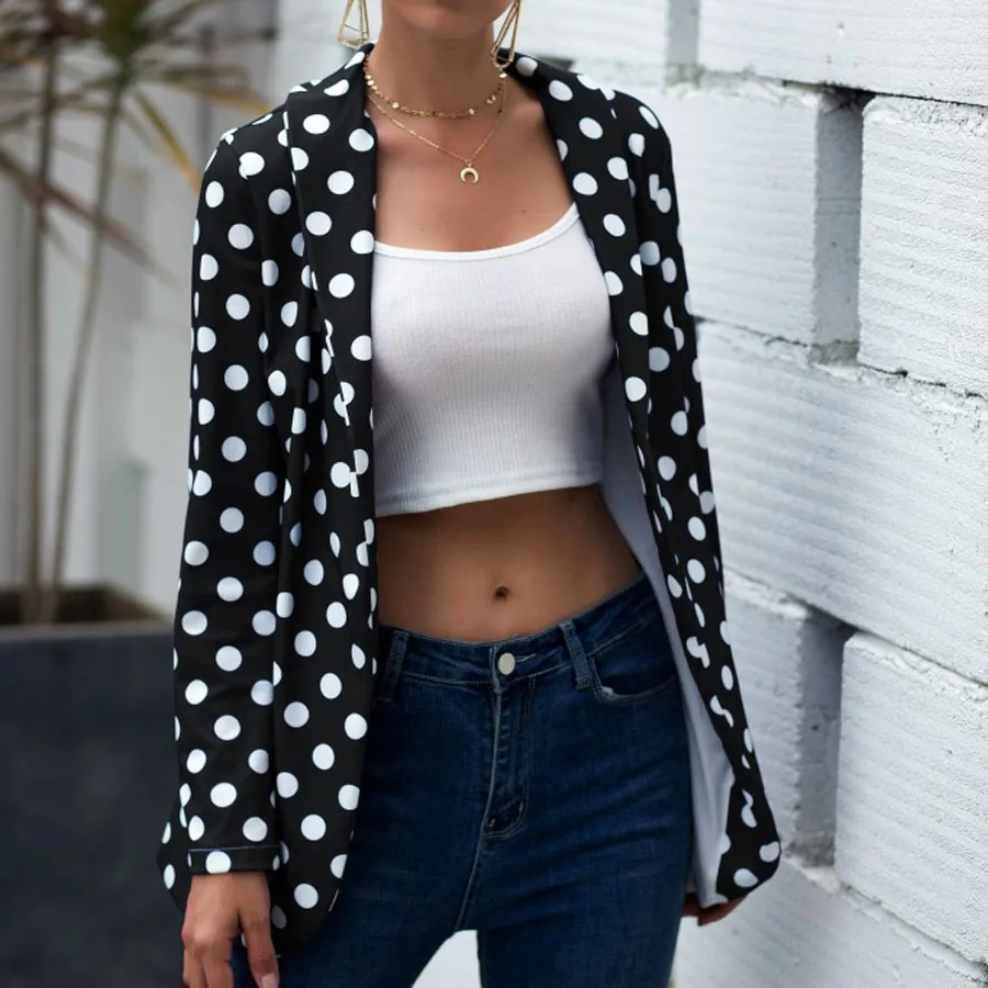 

Women Polka Dots Blazer Female 2019 New Long Sleeve Blazers For Office Lady Formal Suit Jacket Coat Autumn Outerwear