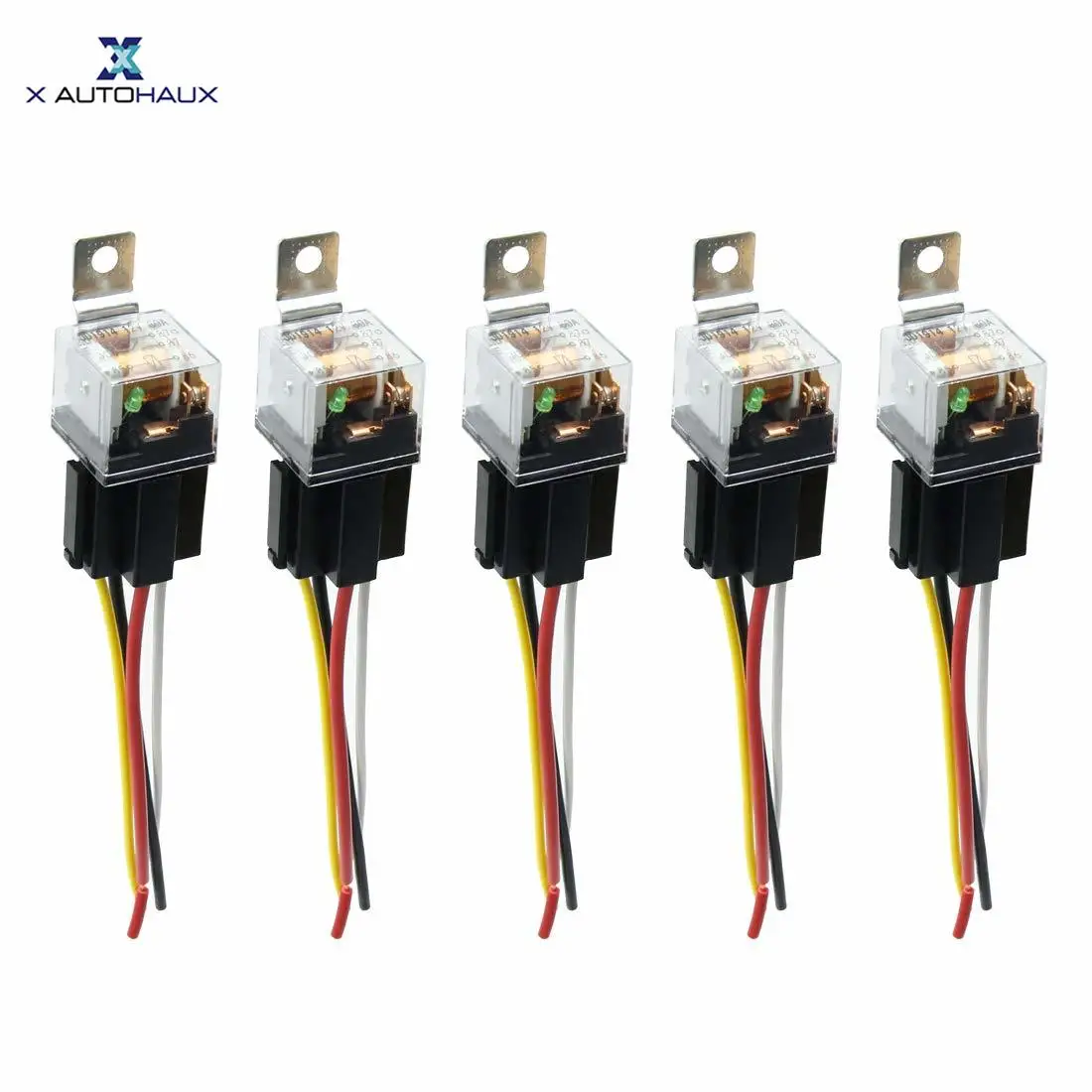 

X Autohaux Waterproof DC 12V 80A SPST Auto Car Relay 4 Pin 4 Wires W/Harness Socket 5pcs