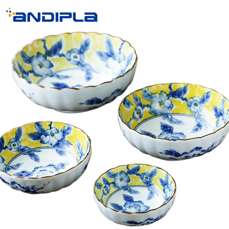 Японская импортная миска для риса керамическая подглазурь фарфоровая оправа